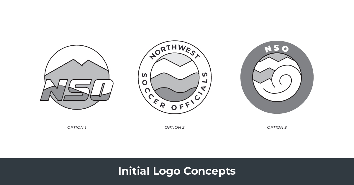 3 different initial logo concepts for NSO